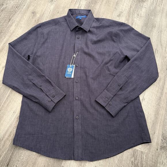 Vince Camuto Performance Shirt Mens Large Blue Crosshatch Long Sleeve Button NEW - Picture 1 of 6